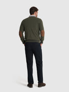 Pullover Caxemira Verde Com Cotoveleira Regular Fit Mr. Blue