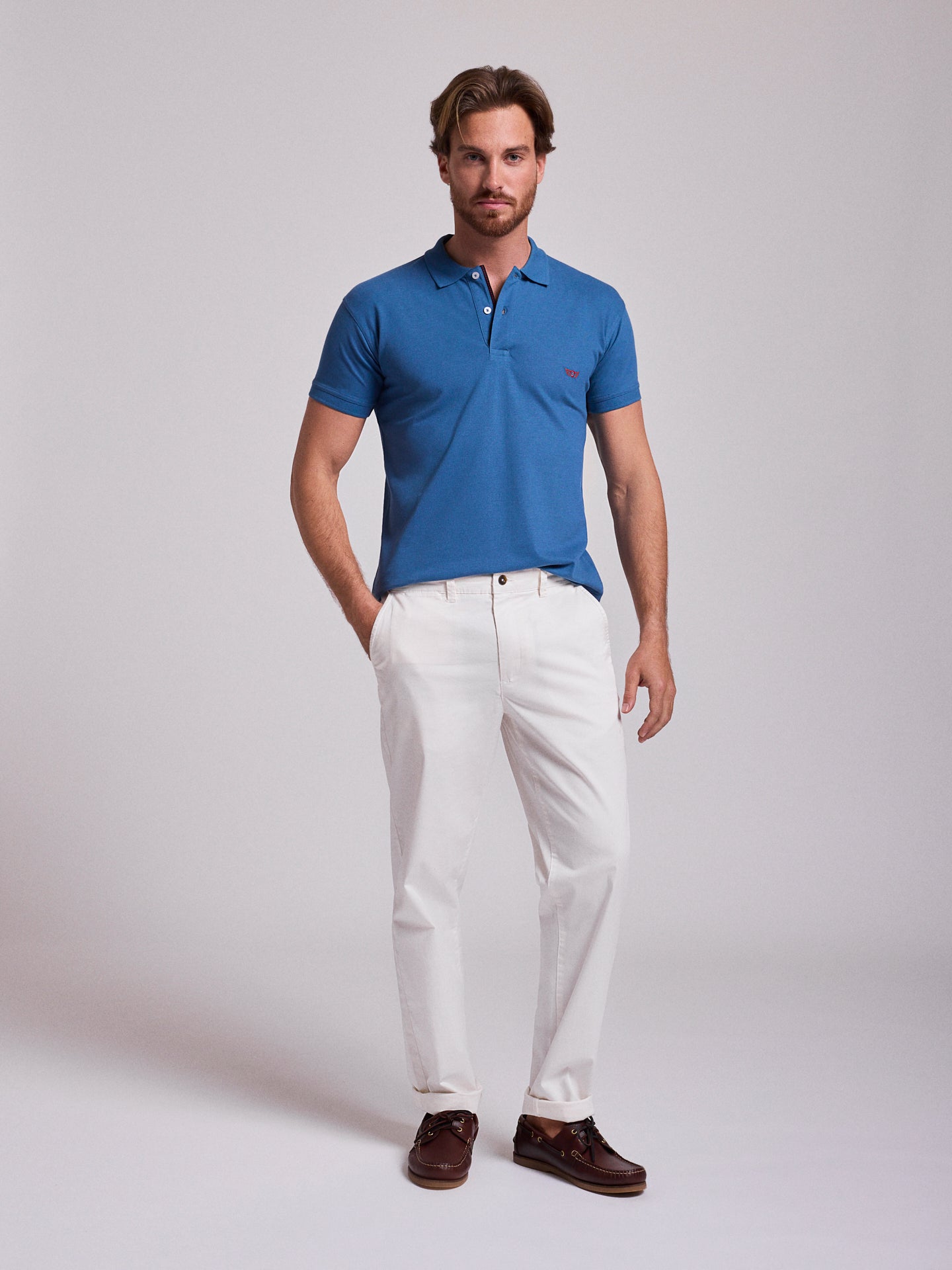 PANTALÓN DE ALGODÓN BLANCO REGULAR FIT MR. AZUL