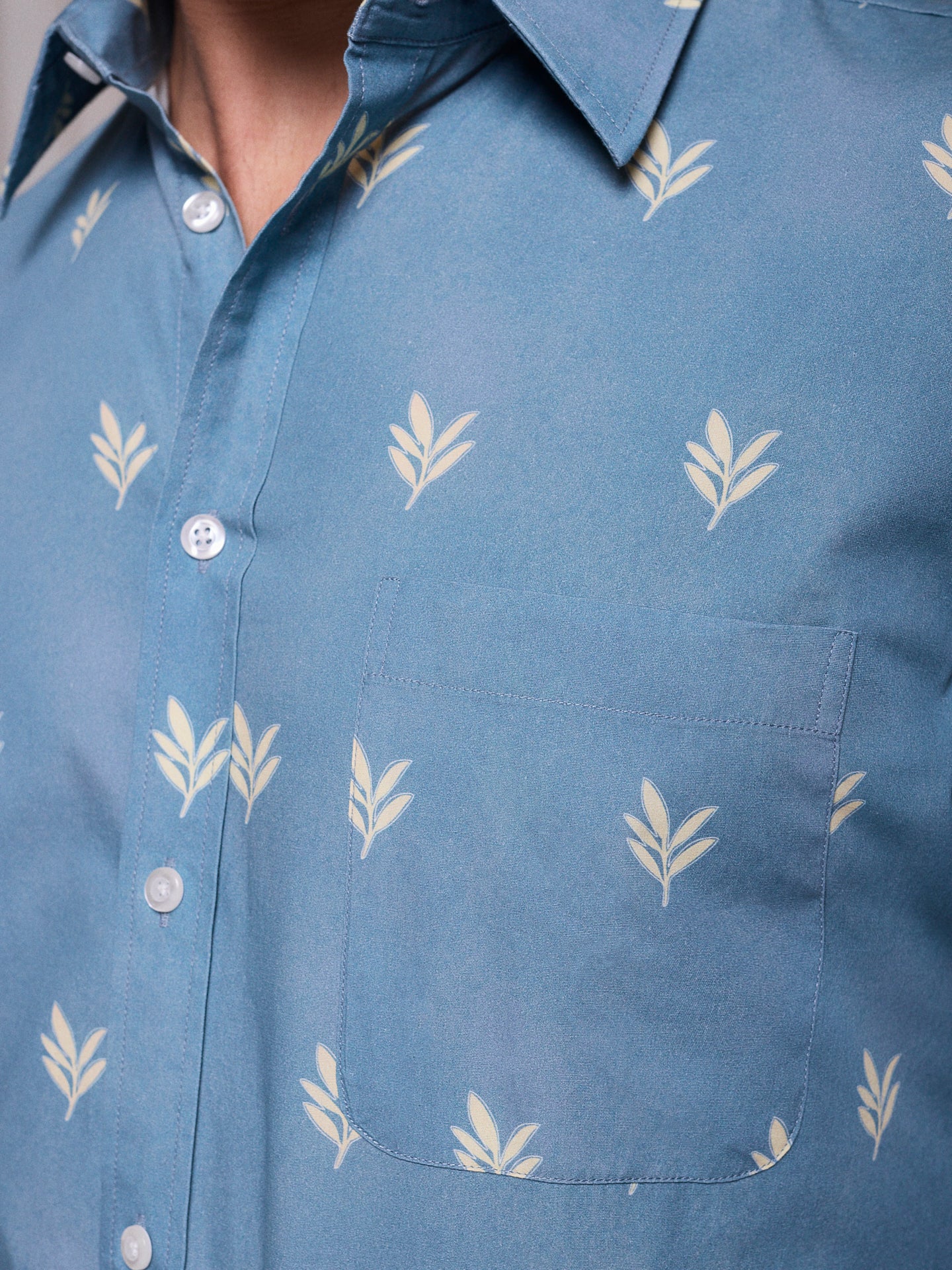 Camisa Algodão Azul Manga Curta Regular Fit Mr. Blue