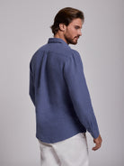 Camisa Linho Azul Manga Comprida Tailored Fit Mr. Blue