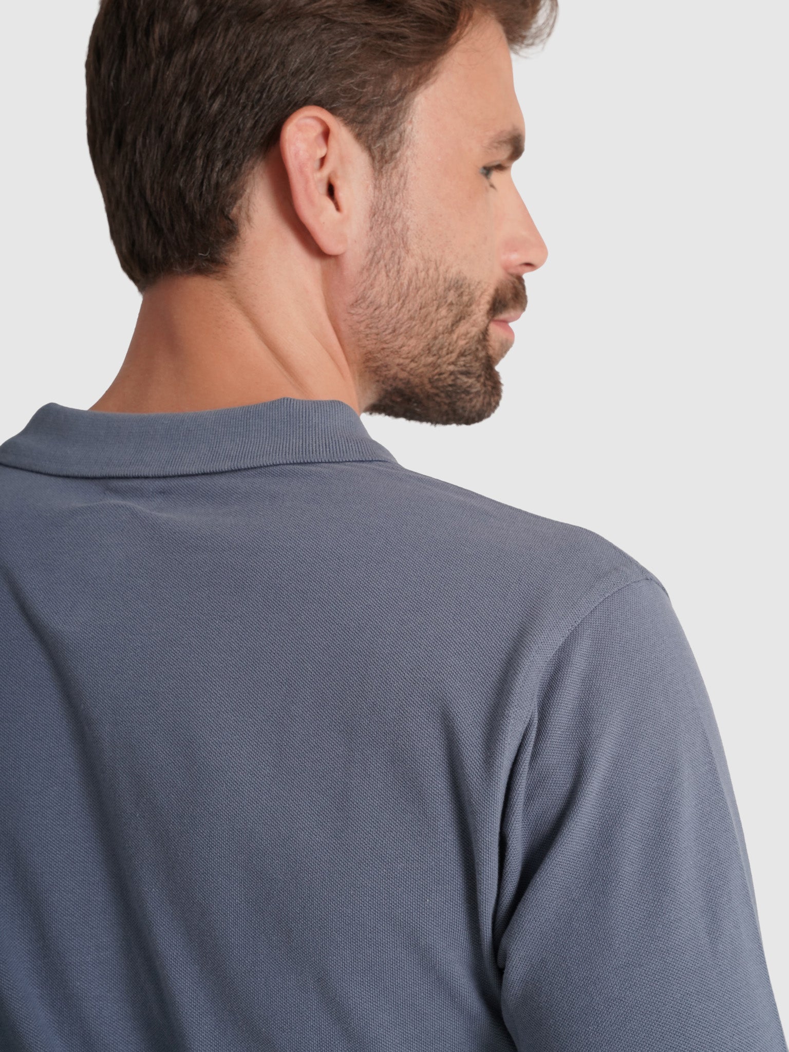 Polo Algodão Azul Manga Comprida Regular Fit Mr. Blue