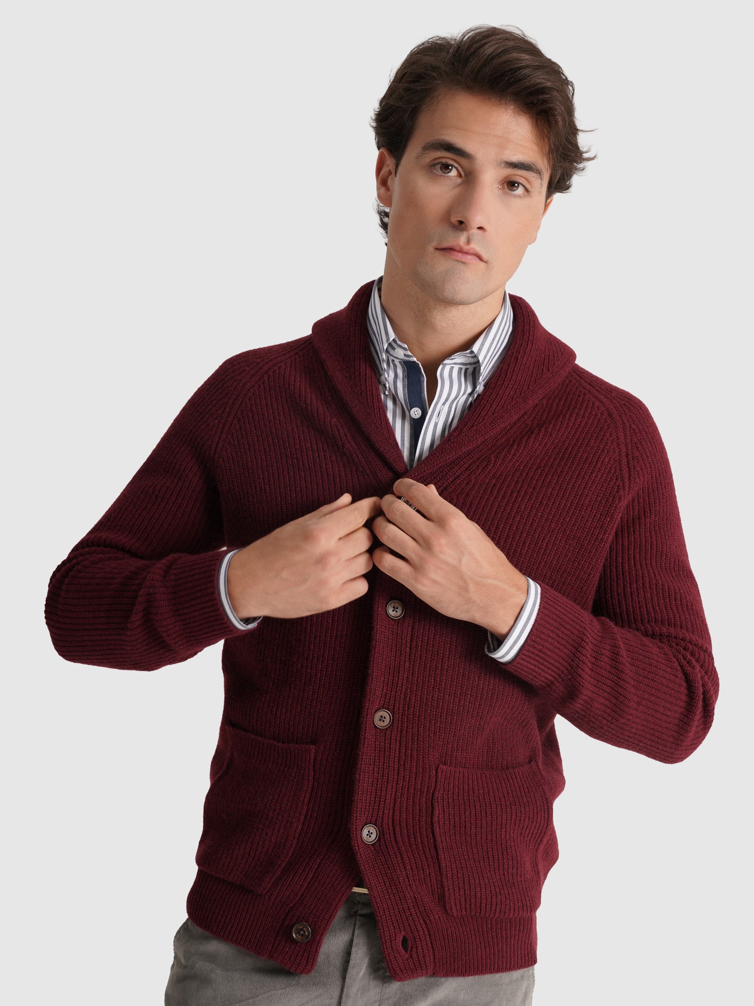 Pullover Lã Bordeaux Manga Comprida Regular Fit Mr. Blue