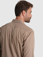 BEIGE COTTON SHIRT LONG SLEEVE REGULAR FIT MARK BELLUCCI