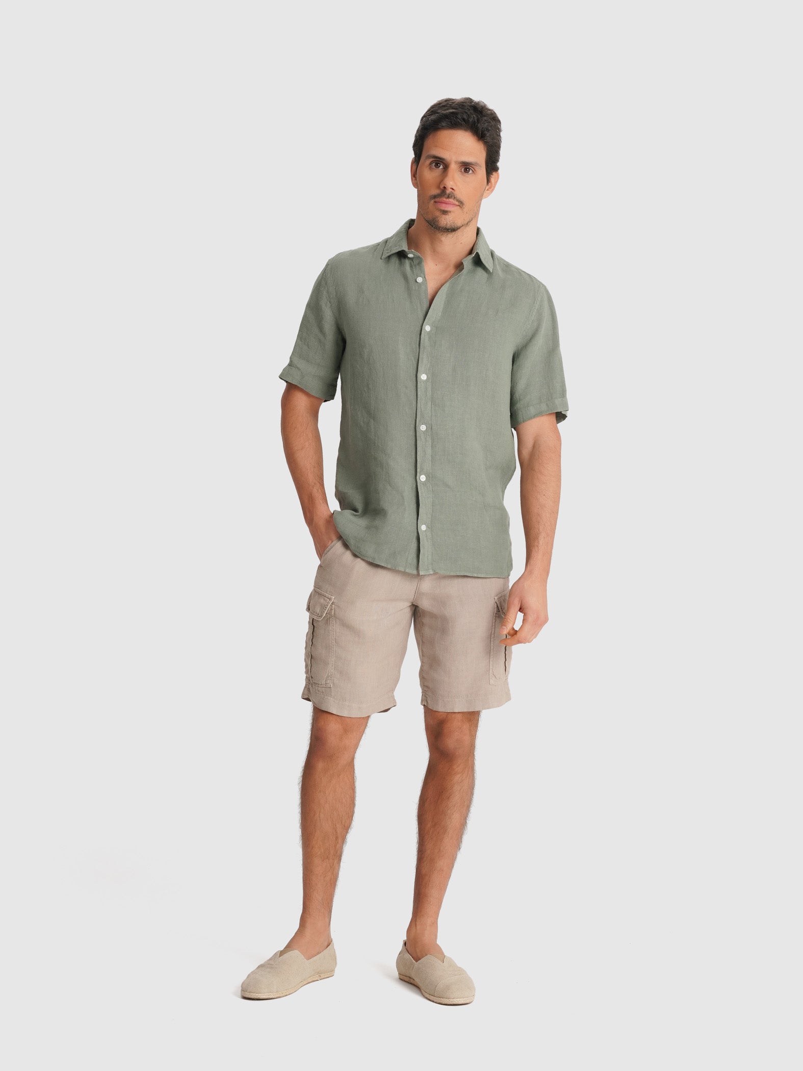 CAMISA VERDE MANGA CURTA TAILORED FIT MARK BELLUCCI