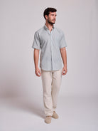 Camisa Linho Verde Manga Curta Regular Fit Mr. Blue