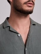 Camisa Linho Verde Manga Curta Regular Fit Mr. Blue