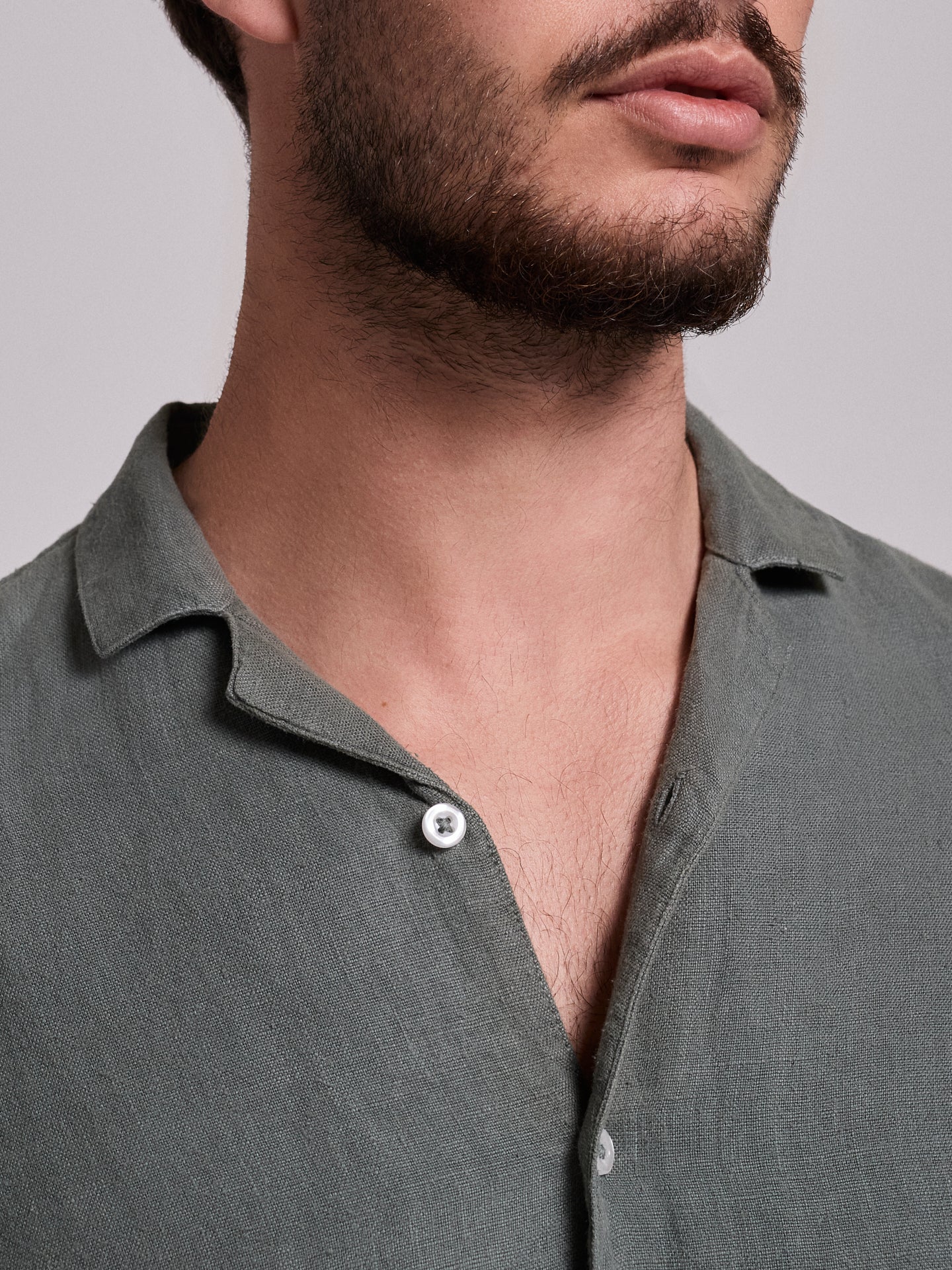 Camisa Linho Verde Manga Curta Regular Fit Mr. Blue