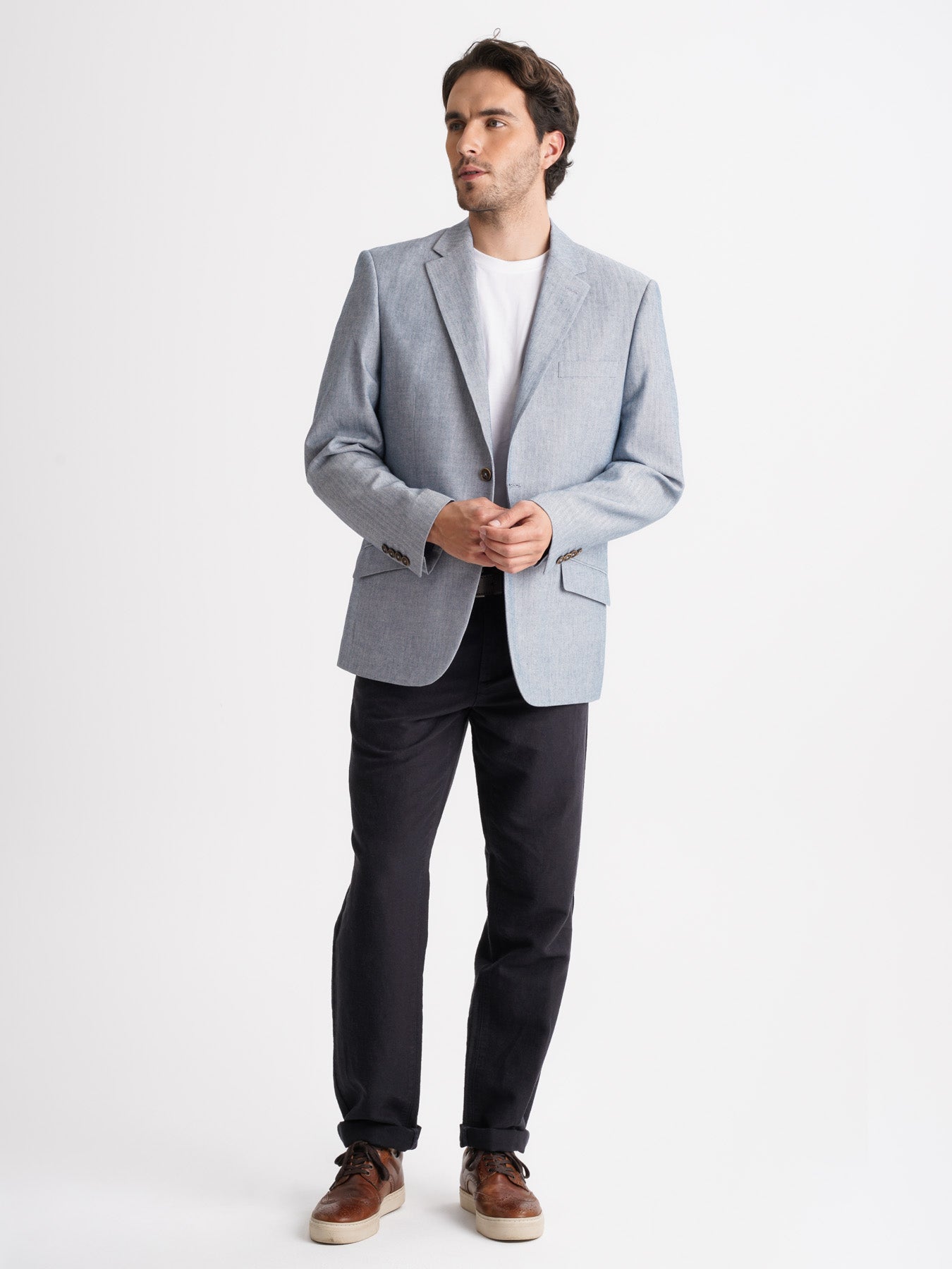 Blazer Azul Manga Comprida Regular Fit Mr. Blue