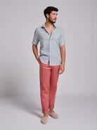 CAMISA LINO AZUL MANGA CORTA REGULAR FIT MR. AZUL