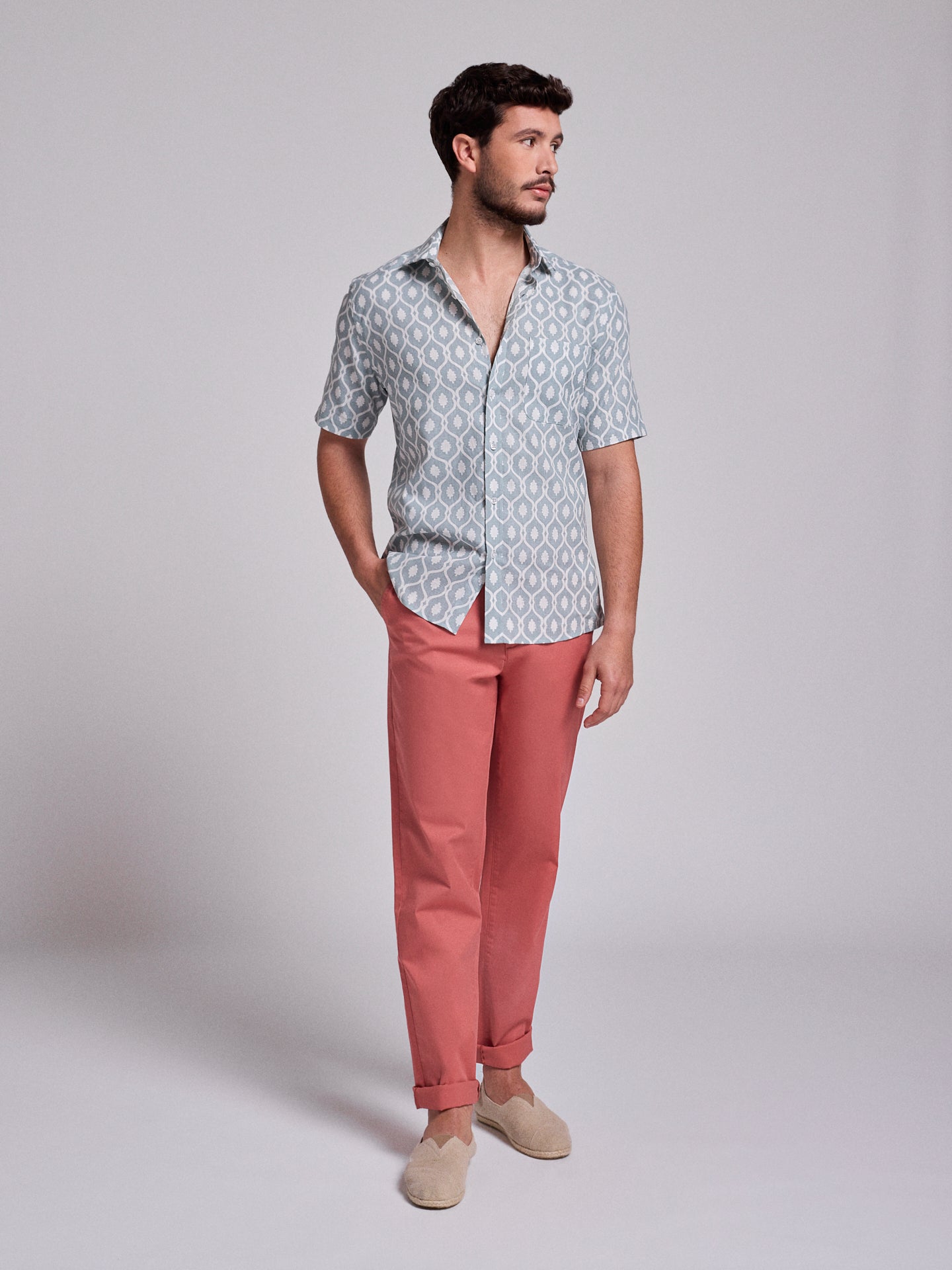 CAMISA LINO AZUL MANGA CORTA REGULAR FIT MR. AZUL