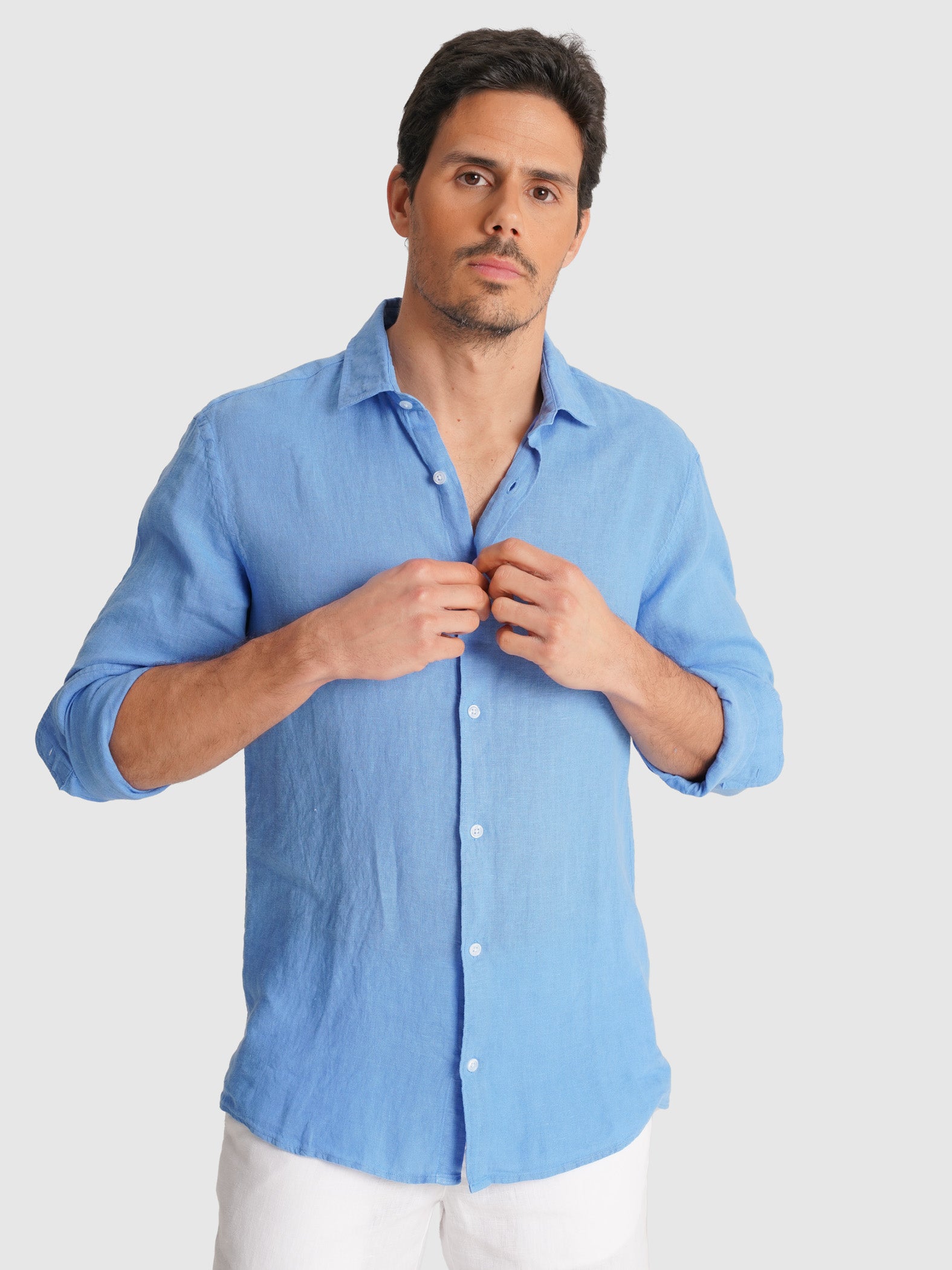 CAMISA AZUL MANGA COMPRIDA TAILORED FIT MARK BELLUCCI