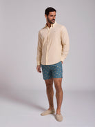 Camisa Linho Amarela Manga Comprida Regular Fit Mr. Blue