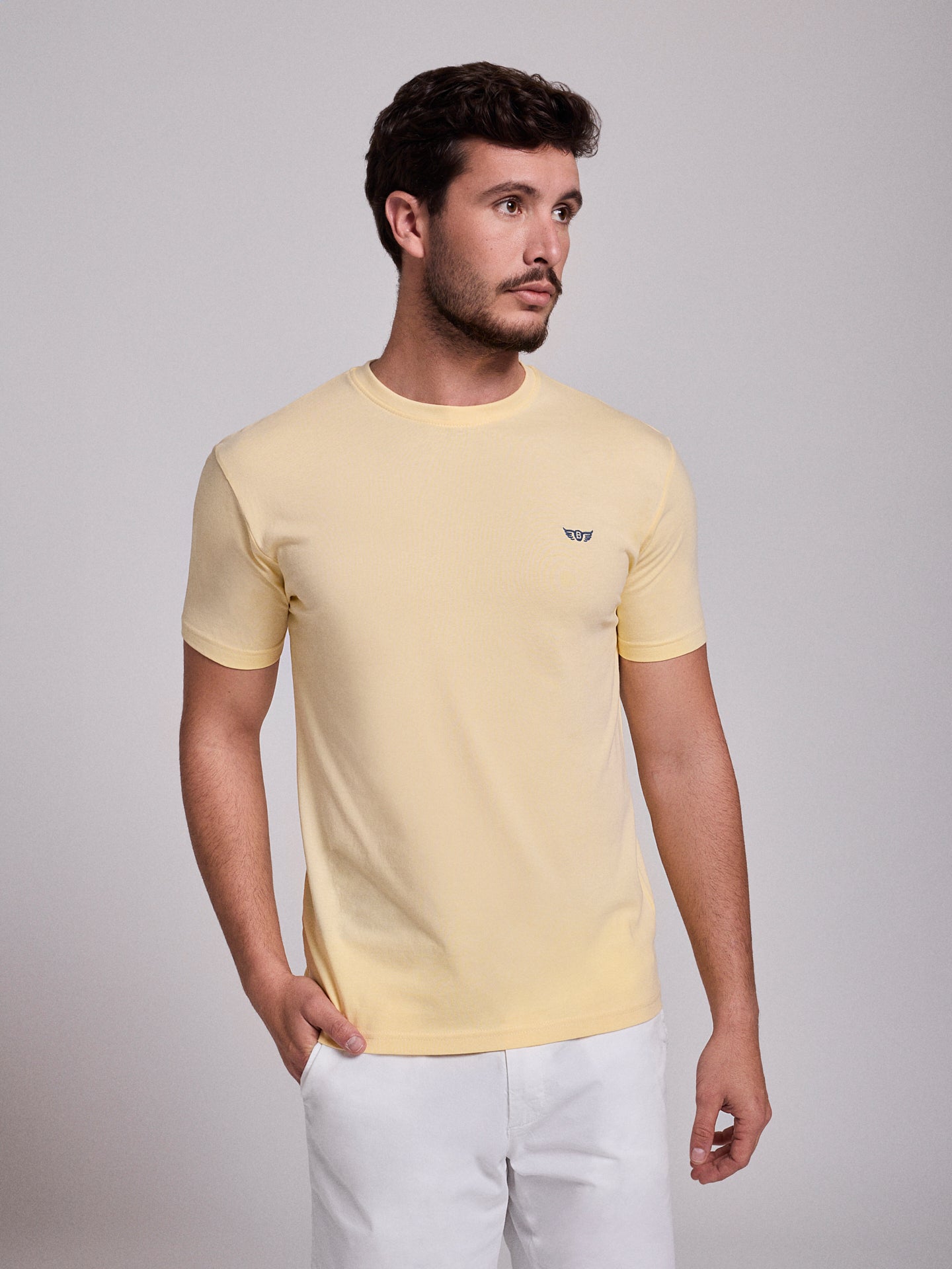 T-SHIRT ALGODÃO AMARELA MANGA CURTA REGULAR FIT MR. BLUE