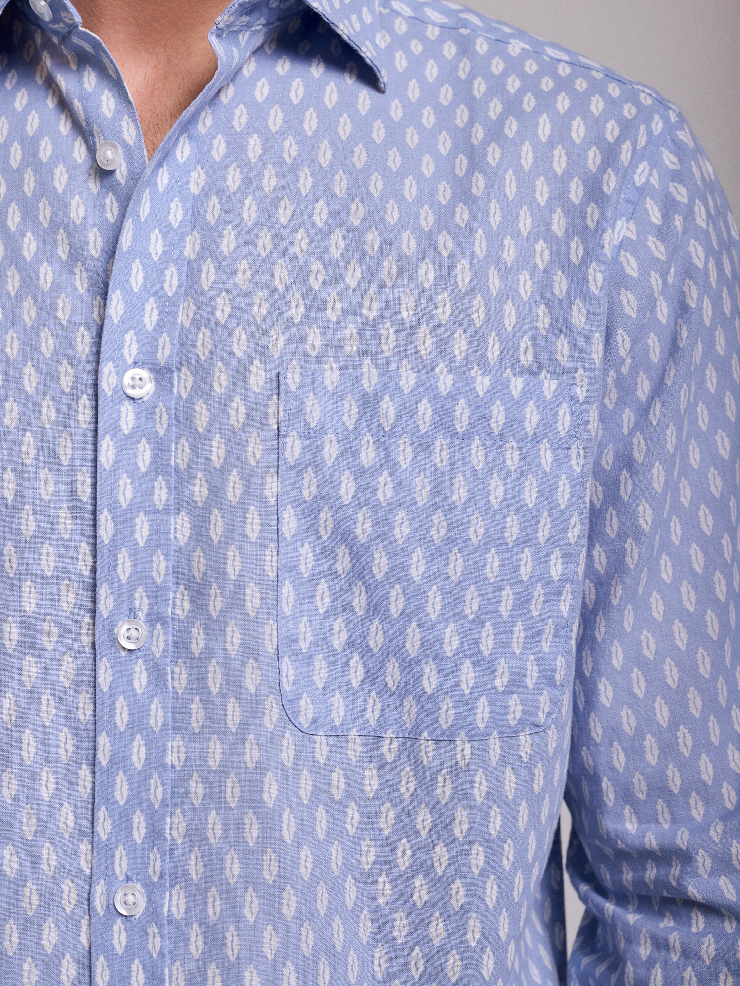 Camisa Linho Azul Manga Comprida Regular Fit Mr. Blue