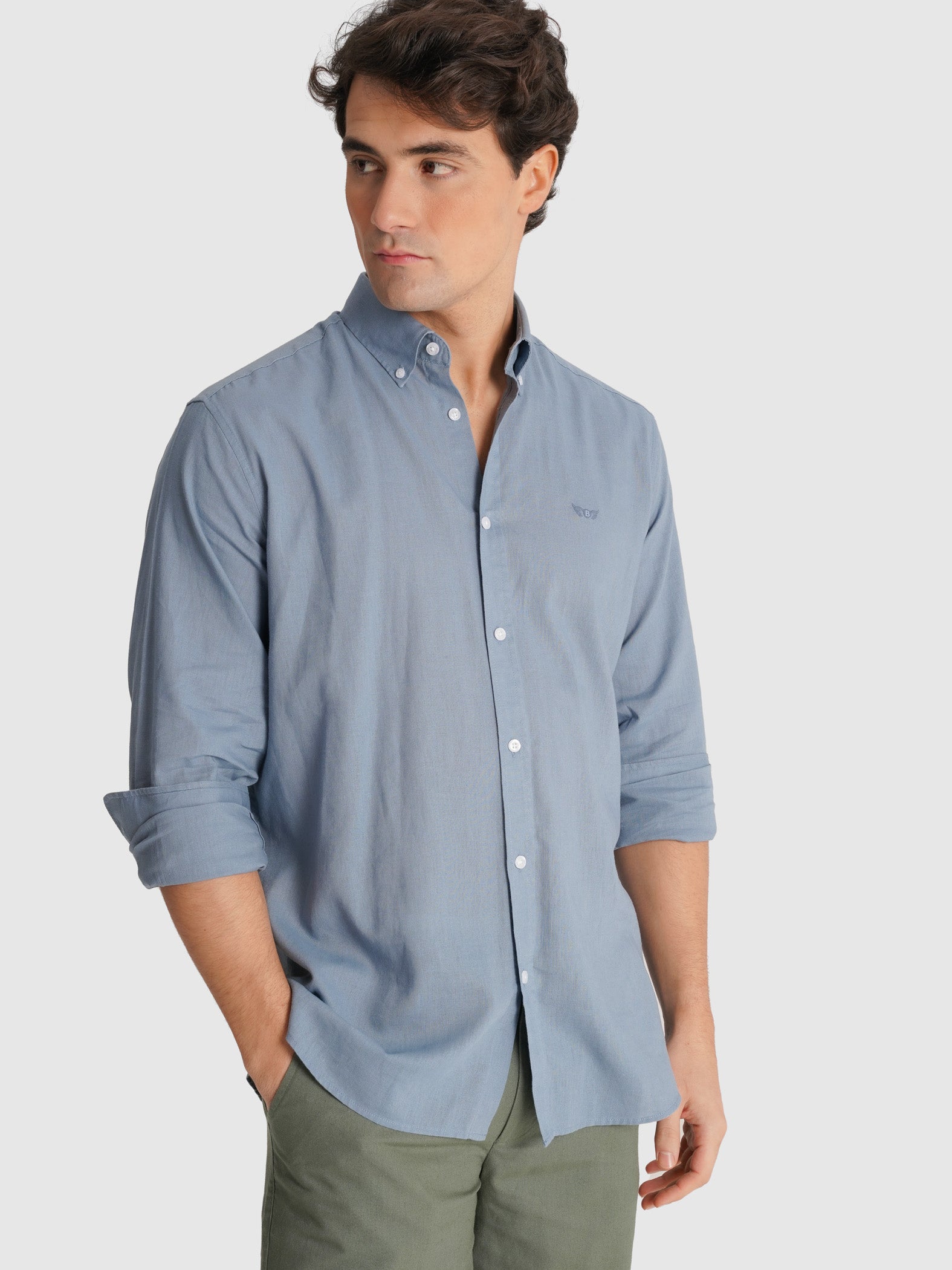 CAMISA AZUL MANGA COMPRIDA REGULAR FIT MR. BLUE