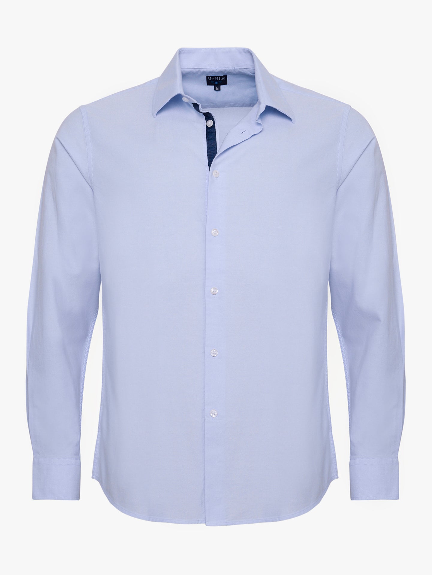Camisa Algodão Azul Manga Comprida Slim Fit Mr. Blue
