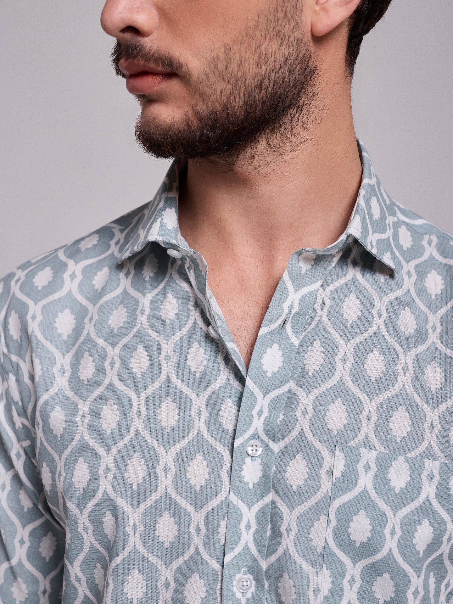CAMISA LINO AZUL MANGA CORTA REGULAR FIT MR. AZUL