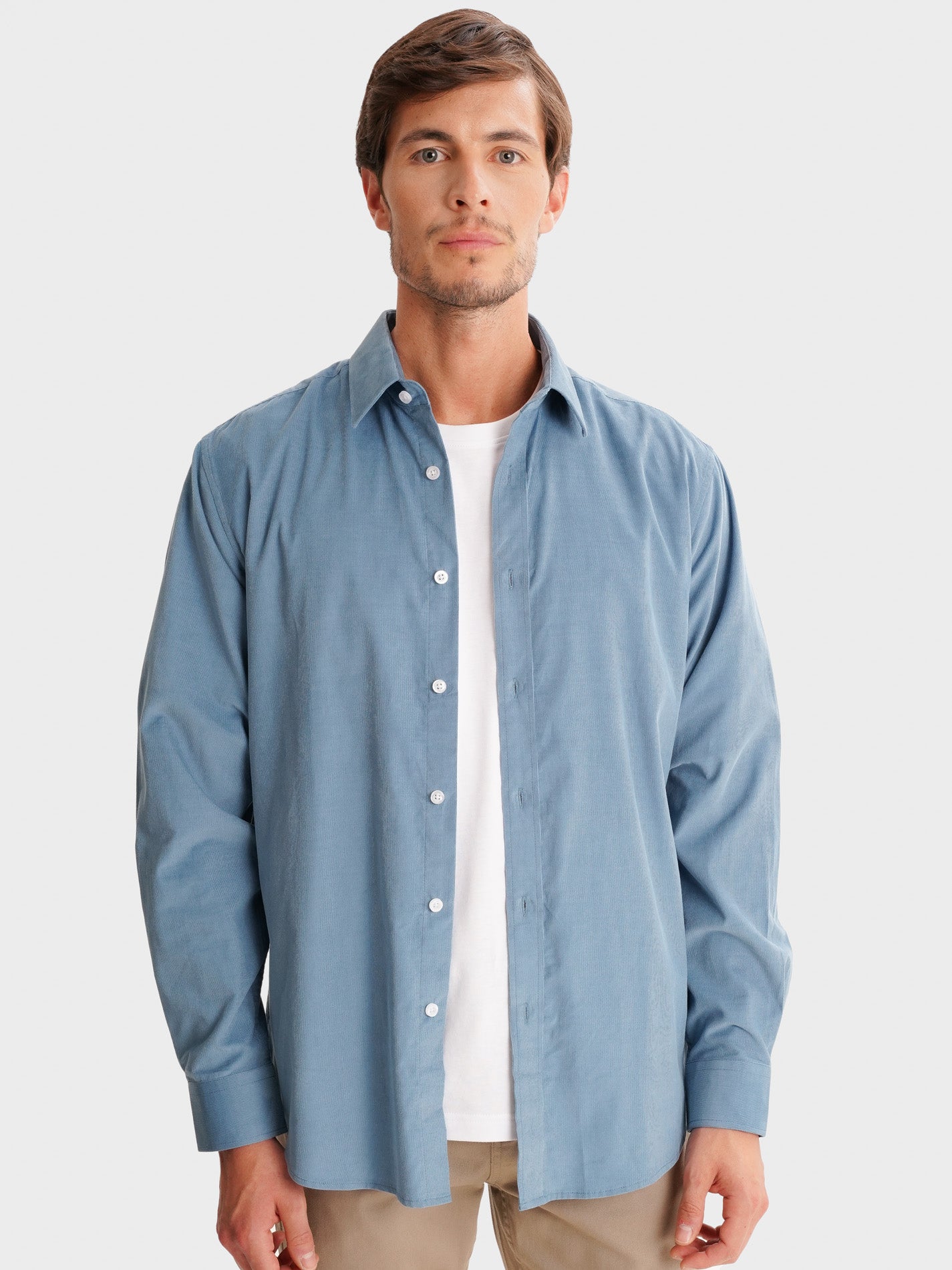 CAMISA MR SASTRERÍA AZUL BOMBAZINE. AZUL