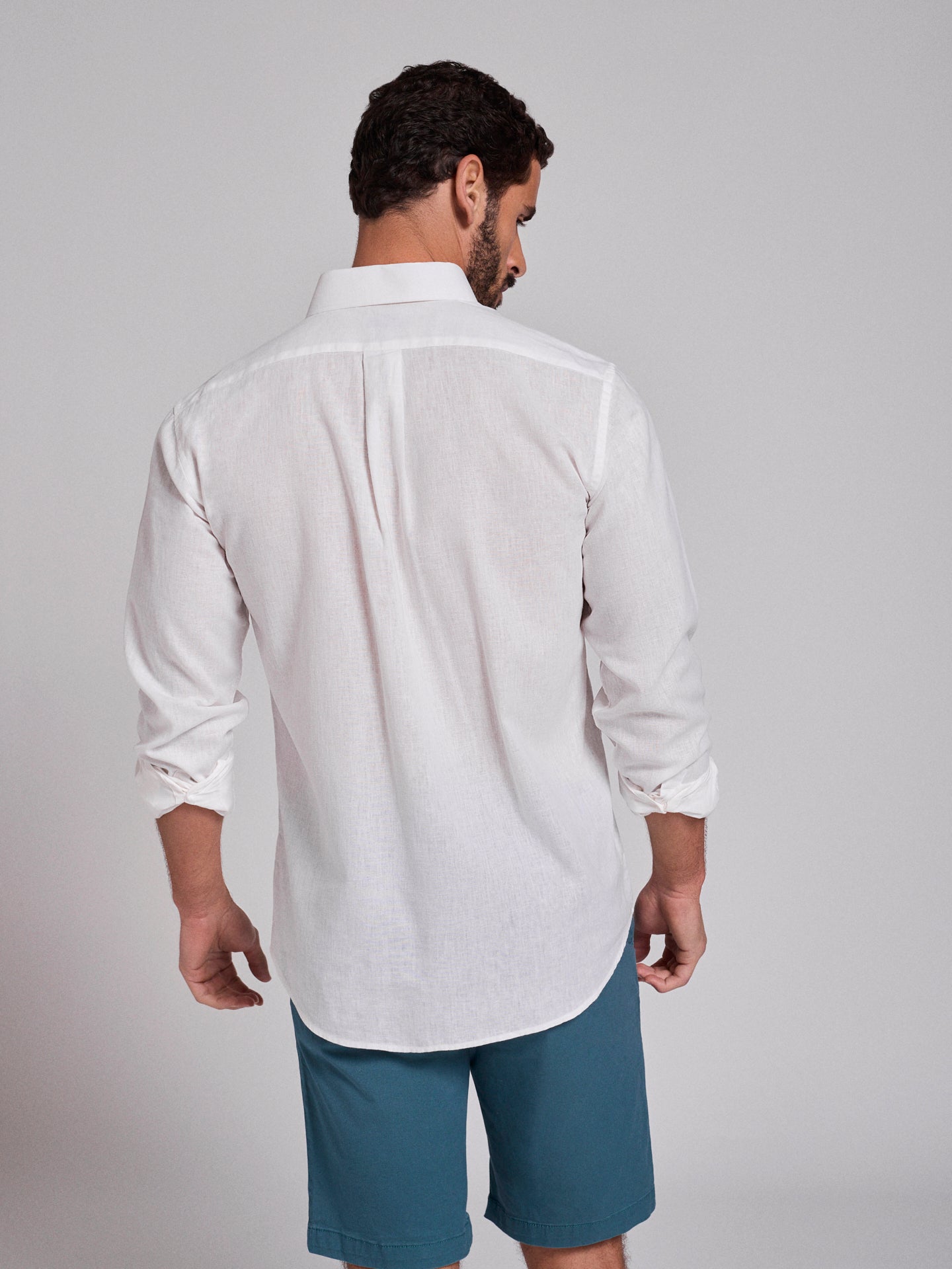 Camisa Linho Branca Manga Comprida Regular Fit Mr. Blue