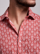 CAMISA LINO ROJA MANGA CORTA REGULAR FIT MR. AZUL