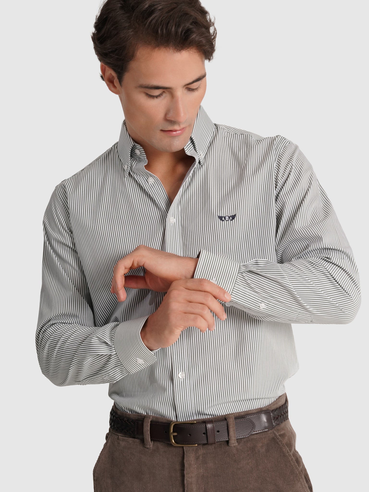 CAMISA ALGODÃO VERDE MANGA COMPRIDA REGULAR FIT MR. BLUE