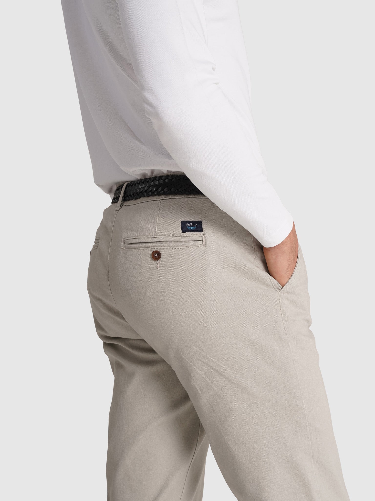 CALÇAS ALGODÃO BEGES REGULAR FIT MR. BLUE