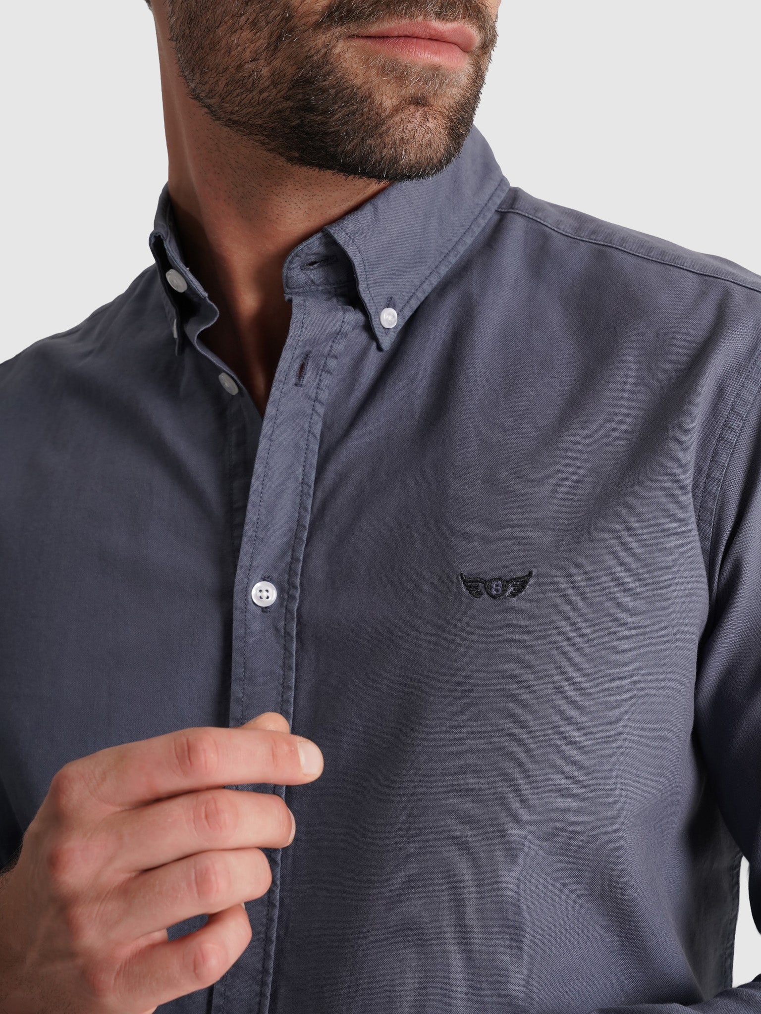 CAMISA ALGODÓN AZUL MANGA LARGA REGULAR FIT MR. AZUL