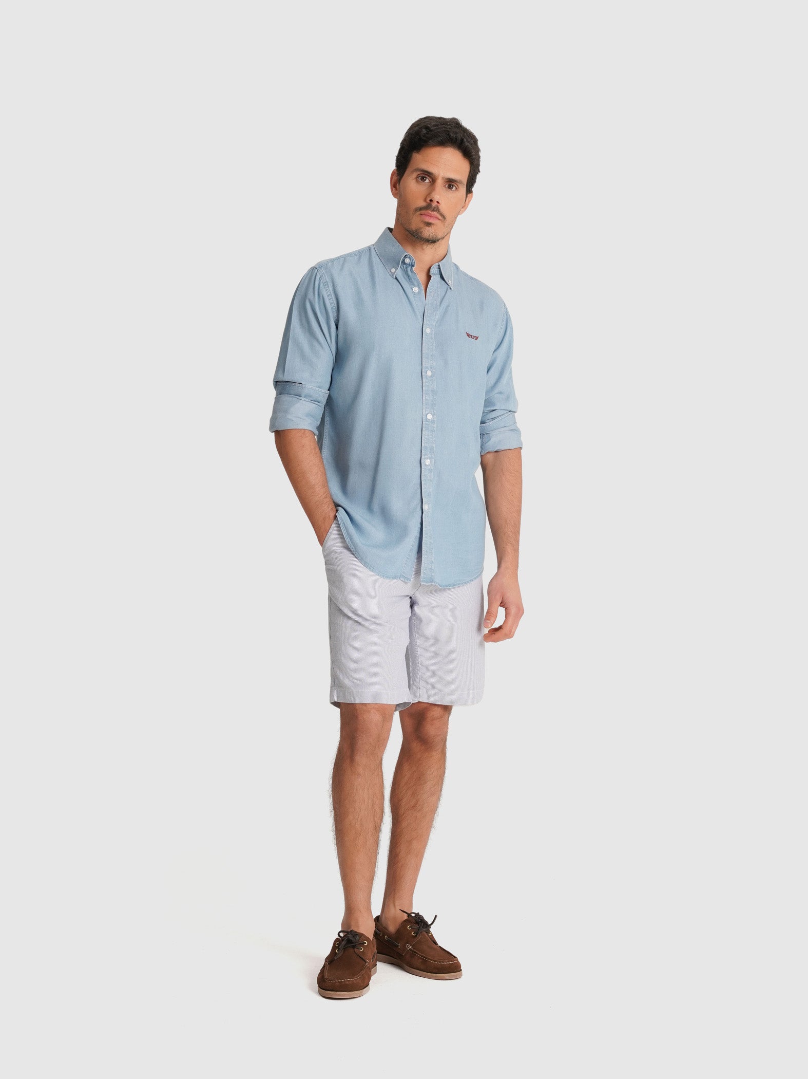 CAMISA ALGODÃO AZUL MANGA COMPRIDA REGULAR FIT MR. BLUE