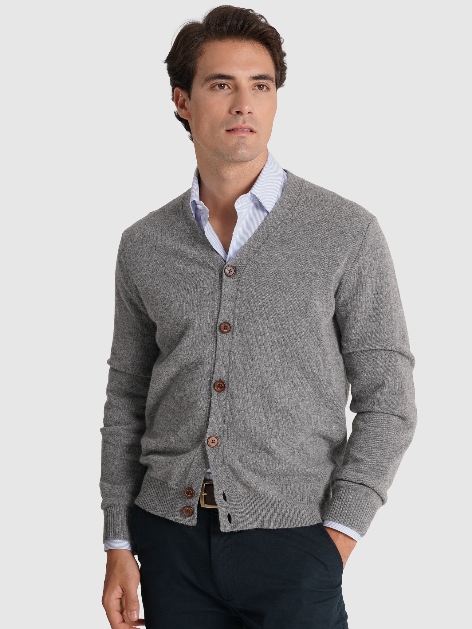 PULLOVER LÃ CINZENTO MANGA COMPRIDA REGULAR FIT MR. BLUE