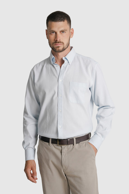 CAMISA ESTRUTURADA REGULAR FIT AZUL LISA MR. BLUE