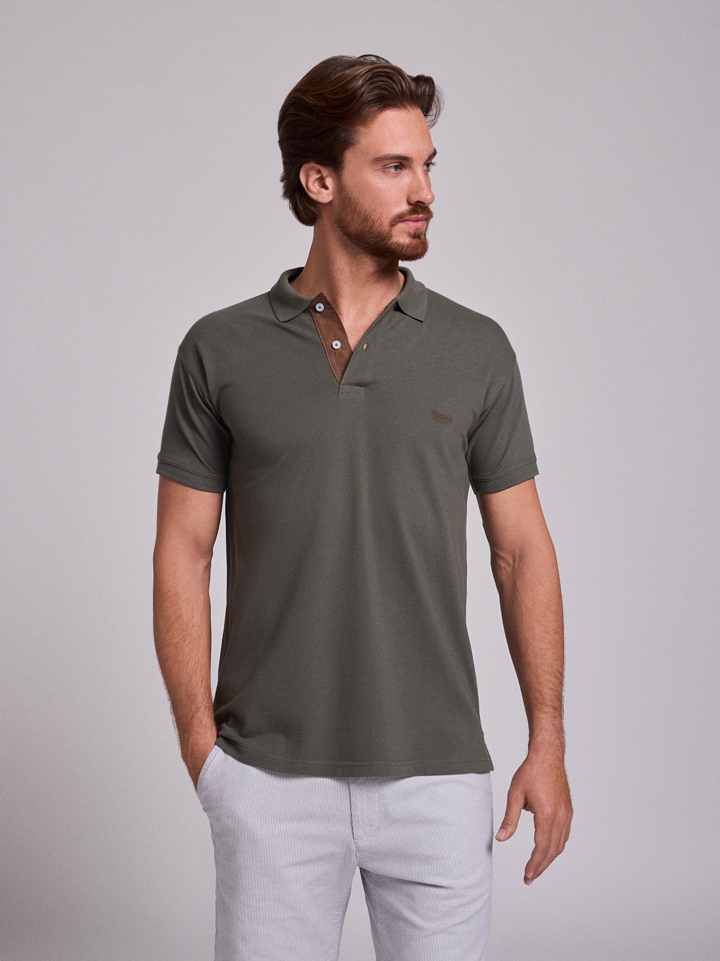 POLO PIQUET REGULAR FIT VERDE LISO MR. BLUE